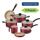 Conjunto Jogo De Panelas Antiaderente Kit 7 Peças Tramontina Tampa De Vidro Alumínio