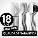 Conjunto Jogo de Talheres 18 peças Aço Inox 6 Facas 6 Garfos e 6 Colheres de Mesa Casa Para Restaurante