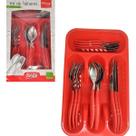 Conjunto Jogo De Talheres Inox Com Organizador 24 Peças Suporte Talheres Garfo Faca Colher