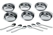 Conjunto Jogo De Tigelas Com Colheres Inox Para Sobremesa
