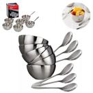 Conjunto Jogo De Tigelas Com Colheres Inox Para Sobremesa Conjunto Jogo De Tigelas Com Colheres Inox Para Sobremesa