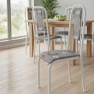 Conjunto Jogo Kit 4 Cadeiras Metal Aço Cozinha Jantar Almofadada