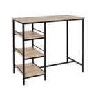 Conjunto jogo mesa bancada gourmet ciplafe 2 tubo preto fosco tampo madeira amendoa 1,02m