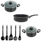 Conjunto Jogo Panelas 8 peças Esmaltada Indução Cooktop JJB