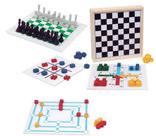 Conjunto Jogos 5x1 - Dama Trilha Jogo da Velha Xadrez Ludo