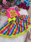 Conjunto Junino Banana Club Luxo Manu Rosa Neon Julino