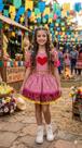 Conjunto Junino infantil Luxo Luana Vermelho Banana Club