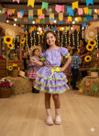 Conjunto Junino Luxo Sofia Xadrez Lilas Banana Club Infantil