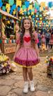 Conjunto Junino Menina Preto para Festa de Quadrilha Caipira