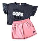 Conjunto Juvenil Feminino Cropped + Short Saia Brincar é Arte