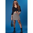 Conjunto Juvenil Lilimoon Top Cropped Viscose Saia Tweed