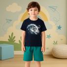 Conjunto Juvenil Masculino Camiseta Meia Malha e Bermuda Moletom Confortável Kyly 1001099