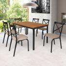 Conjunto Karina Flex 1,36m Tampo Laminado com 6 Cadeiras