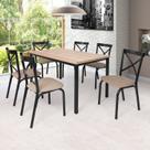 Conjunto Karina Flex 1,36m Tampo Laminado com 6 Cadeiras Preto/Fosco/Linho Bege Conjunto Karina Flex 1,36m Tampo Laminado com 6 Cadeiras Preto/Fosco/Linho Bege