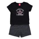 Conjunto Kely Kety Blusa Manga Curta Estrela + Short Moletom