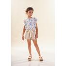 Conjunto Kiki Xodó Blusa e Shorts em Jacquard Bege/Azul