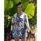 Conjunto Kimono Estampado em Viscolinho com Top de Elástico - Azul Místico Conjunto Kimono Estampado em Viscolinho com Top de Elástico - Azul Místico