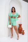 Conjunto Kimono Top de Laço e Shorts Cintura Alta