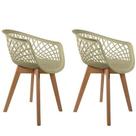 Conjunto Kit 2 Cadeiras Web Fendi Wood Polipropileno Pés Madeira Assento 45cm Suporta 120kg
