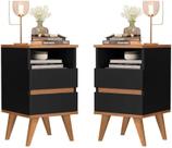 Conjunto Kit 2 Mesa De Cabeceira Retro Quarto Cama Pop Preto