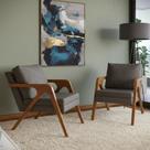 Conjunto Kit 2 Poltronas Mona Estofado Em Veludo Decorativa Moderno Pés Madeira Maciça Sala Estar Quarto Recepção