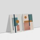 Conjunto kit 2 quadros decorativos quarto abstrato rose romântico canvas sala quarto escritório