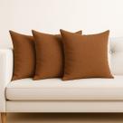 Conjunto Kit 3 Almofadas Cheia Macia em Linho Premium Sofa Decorativa 45x45 Terracota
