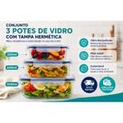 Conjunto Kit 3 Pote Tigela Vidro Retangular 350/620/1030ml Tampa Hermética Marmita Freezer Forno Mic Conjunto Kit 3 Pote Tigela Vidro Retangular 350/620/1030ml Tampa Hermética Marmita Freezer Forno Mic