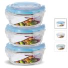 Conjunto Kit 3 Potes Vidro Hermético Redondo Tampa Marmita Mantimentos 400ml Conjunto Kit 3 Potes Vidro Hermético Redondo Tampa Marmita Mantimentos 400ml