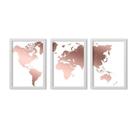 Conjunto Kit 3 Quadros Mapa Rosê - Los quadros