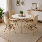 Conjunto Kit 4 Cadeiras Eiffel Inova Nude Pés Madeira Faia Design Moderno Eames Conjunto Kit 4 Cadeiras Eiffel Inova Nude Pés Madeira Faia Design Moderno Eames