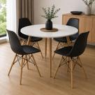 Conjunto Kit 4 Cadeiras Eiffel Preta Polipropileno Base Aramada Madeira Faia Design Moderno