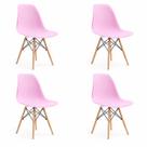 Conjunto Kit 4 Cadeiras Eiffel Rosa Inova Base Madeira Faia e Aramado Preto Moderno