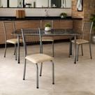 Conjunto Kit 4 Cadeiras Metal Cozinha Sala Jantar Estofada