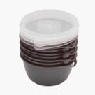 Conjunto Kit 4 Potes Organizadores Bowls 500ml Cinza Tampa Transparente Livre BPA