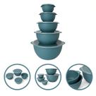 Conjunto Kit 5 Potes Organizadores Bowls Azul Com Tampa Transparente