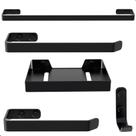 Conjunto Kit Acessórios Banheiro Preto Fosco 5 Peças Plus