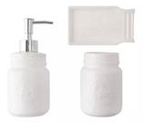 Conjunto Kit Banheiro Porta Sabonetes E Porta Escova 3 Peças