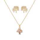 Conjunto Kit Colar e Brinco Arvore da Vida Semi Joias Banhado Ouro 18k