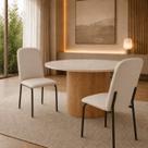 Conjunto Kit com 2 Cadeiras Celine em Linho Bege com Base Metálica Champagne Design Elegante Sofisticado para Sala de Jantar Recepção Conjunto Kit com 2 Cadeiras Celine em Linho Bege com Base Metálica Champagne Design Elegante Sofisticado para Sala de Jantar Recepção