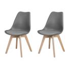 Conjunto kit com 2 Cadeiras Saarinen Wood Cinza Brasão Design Nórdico Elegante para Sala de Jantar, Eventos e Escritórios