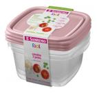 Conjunto Kit Com 3 Potes Herméticos De Plastico 800ml Verde ou Rosa Sanremo Ideal para Marmita