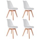 Conjunto Kit com 4 Cadeiras Saarinen PP Branca Base em Madeira Maciça Assento Estofado para Sala de jantar, Eventos e Escritórios