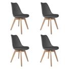 Conjunto Kit com 4 Cadeiras Saarinen Wood Cinza PP Assento Estofado Base em Madeira Maciça