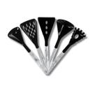 Conjunto Kit Cozinha 5 Peças Branco Mescla E Preto Em Nylon