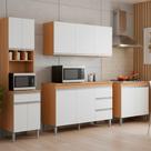 Conjunto Kit Cozinha Completa Balcão Pia sem Tampo Armário Aéreo Balcão Cooktop e Armário Paneleiro AJL Móveis