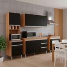 Conjunto Kit Cozinha Completa Balcão Pia sem Tampo Armário Aéreo Balcão Cooktop e Armário Paneleiro AJL Móveis