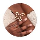 Conjunto Kit de Anel e Pulseira Cruz Dourado Elegante Luxo