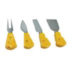 Conjunto Kit Facas Espátula Para Cortar Queijo 4 Peças Inox