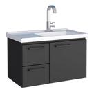 Conjunto Kit Gabinete de Banheiro Aço com Pia Lavabo Preto